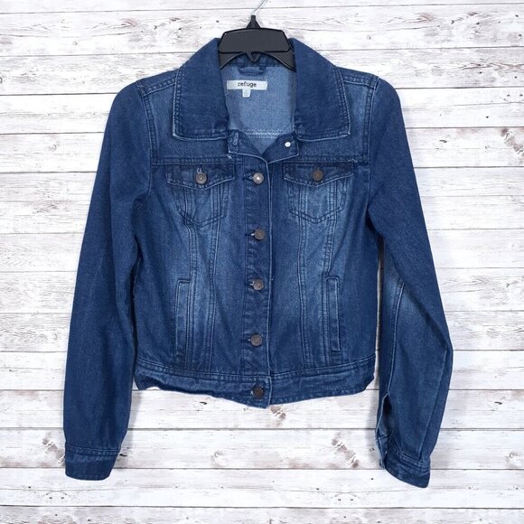 refuge Jackets & Blazers - Refuge Womens Denim Jacket S Blue Jean Button Up 491A